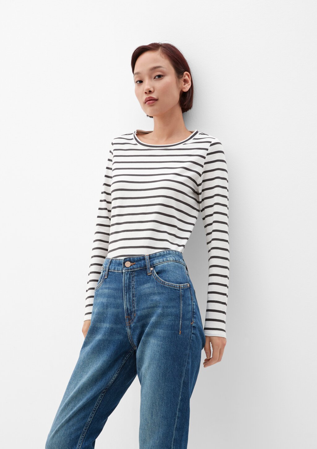 Gestreiftes Langarmshirt aus Jersey