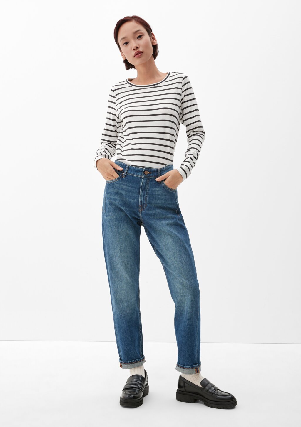 Gestreiftes Langarmshirt aus Jersey