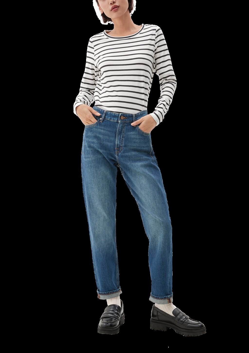 Gestreiftes Langarmshirt aus Jersey