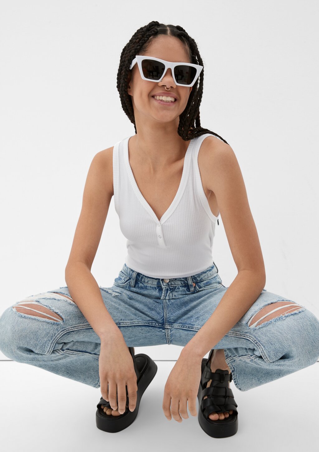 T-Shirt mit Rippstruktur