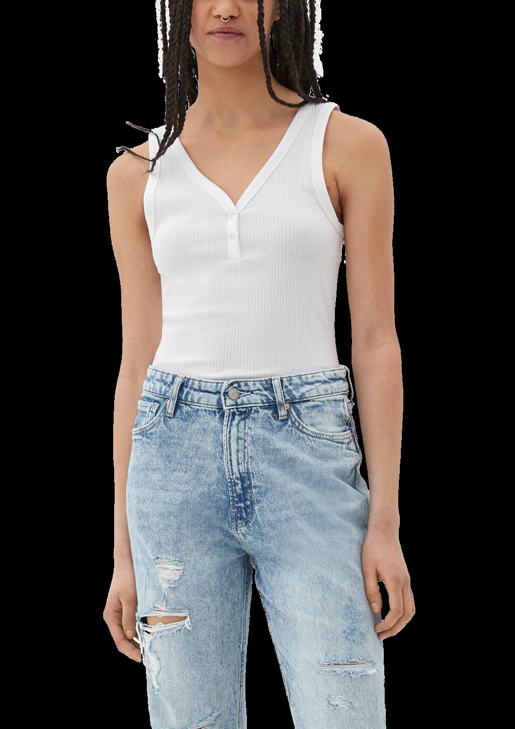 T-Shirt mit Rippstruktur