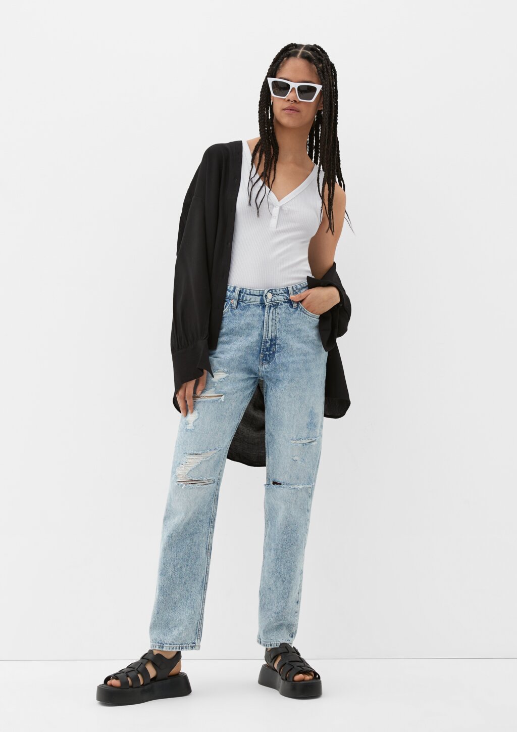 T-Shirt mit Rippstruktur