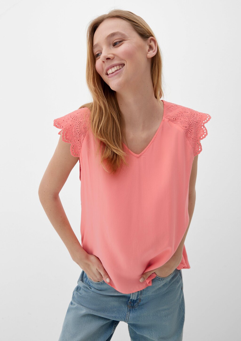 Bluse mit Broderie Anglaise