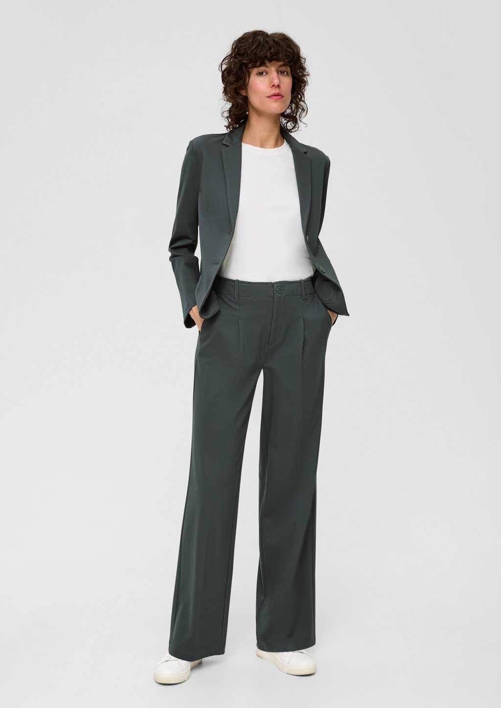 Hose aus Interlockjersey mit Twillstruktur und Wide Leg