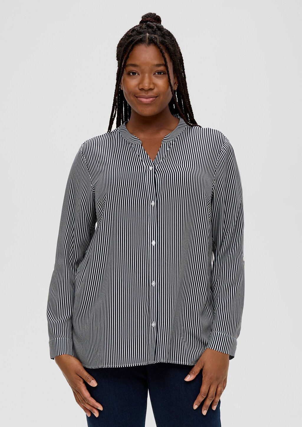 Viskosebluse mit Tunika-Ausschnitt