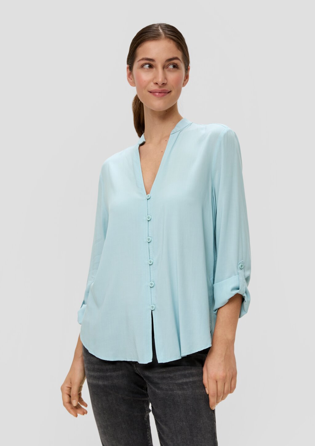 Viskosebluse mit Turn-up-Funktion