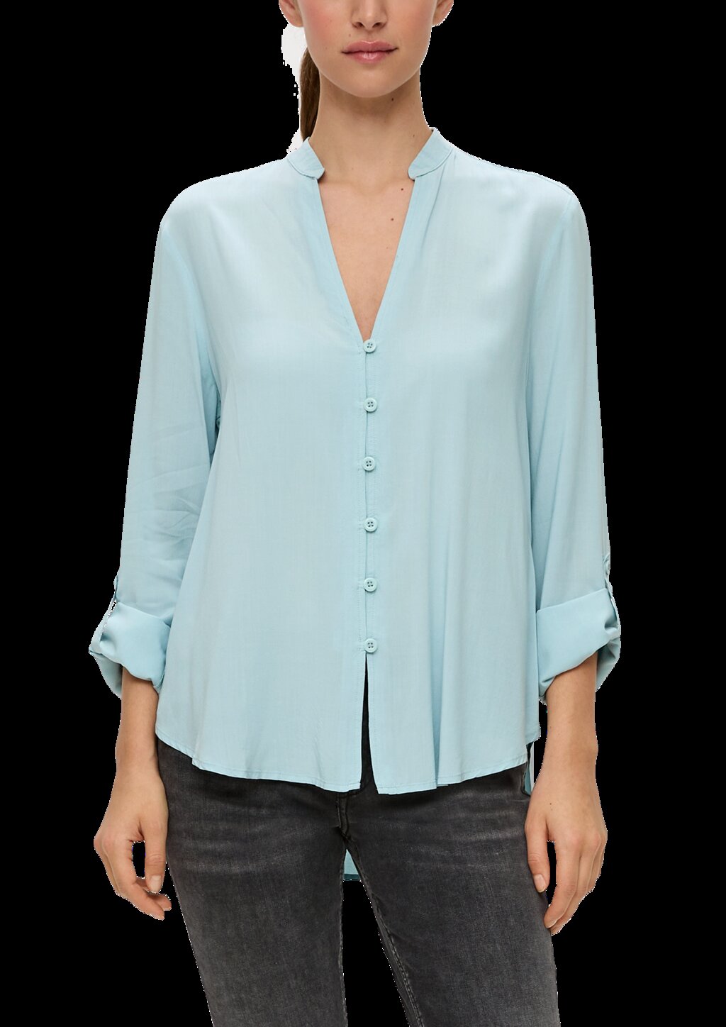 Viskosebluse mit Turn-up-Funktion