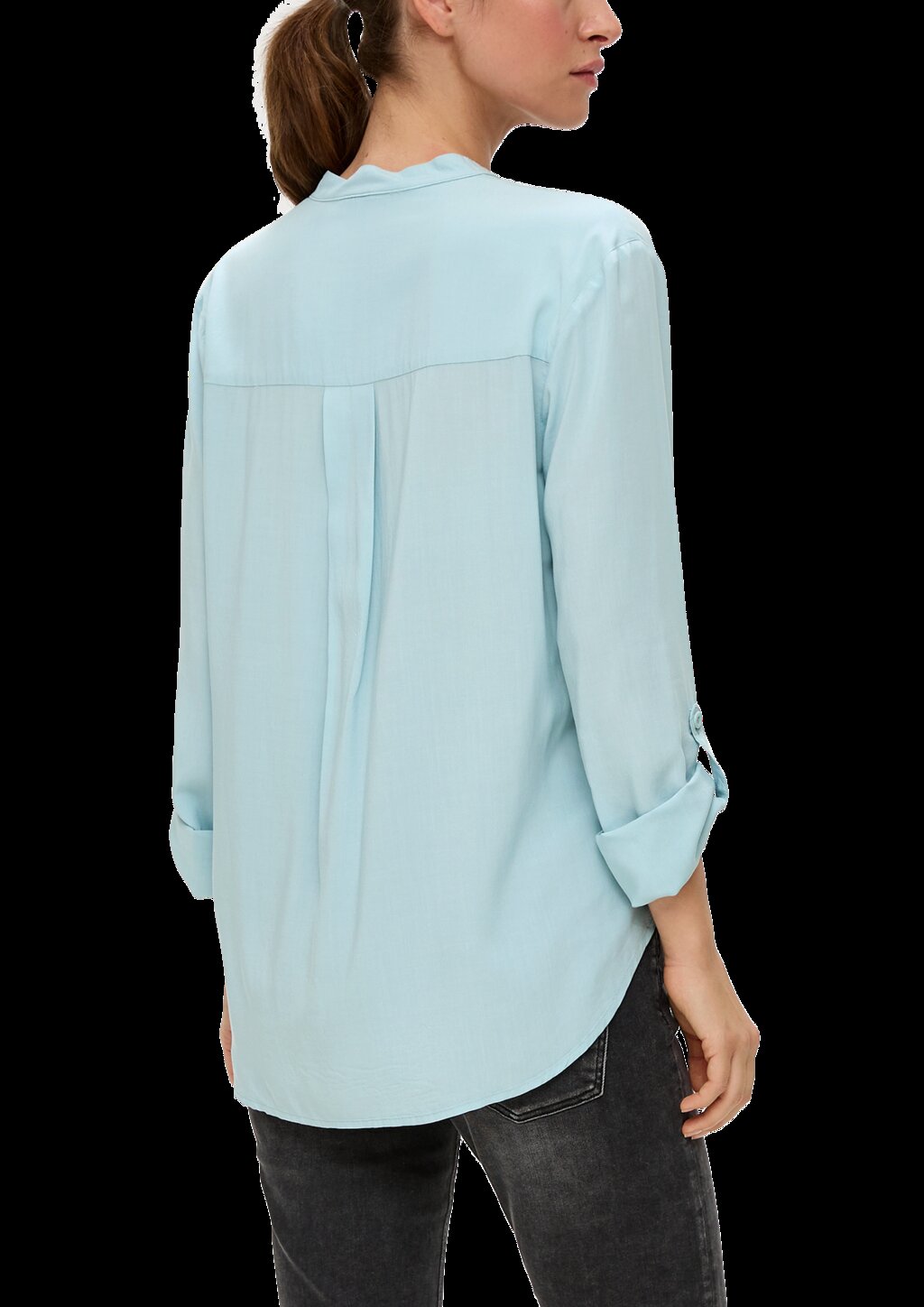 Viskosebluse mit Turn-up-Funktion