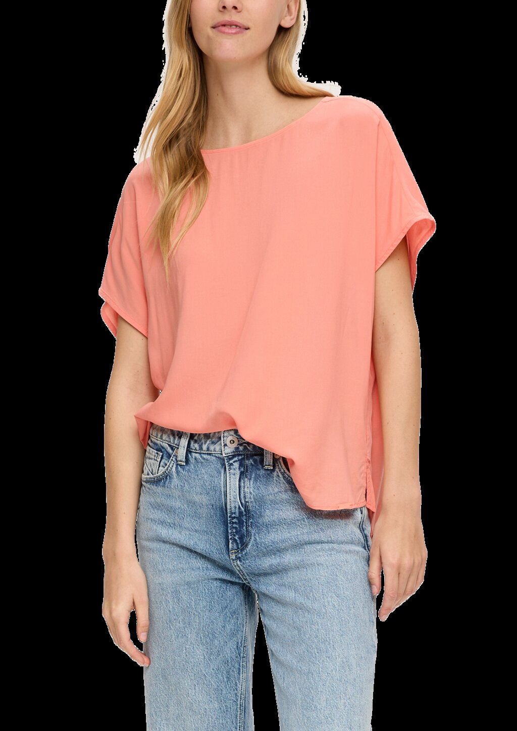 Oversized Viskose-Bluse mit verlängertem Rückenteil