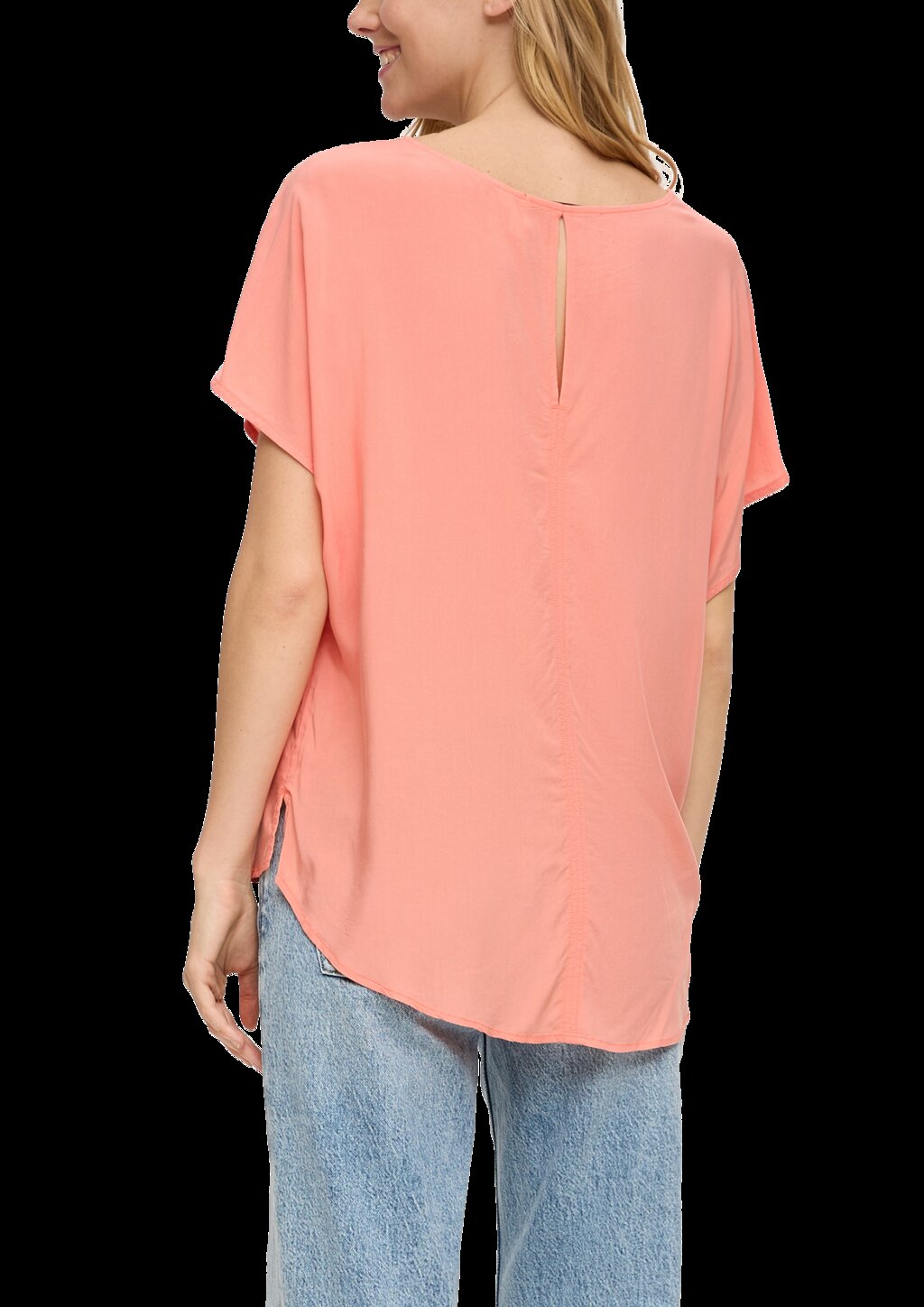 Oversized Viskose-Bluse mit verlängertem Rückenteil