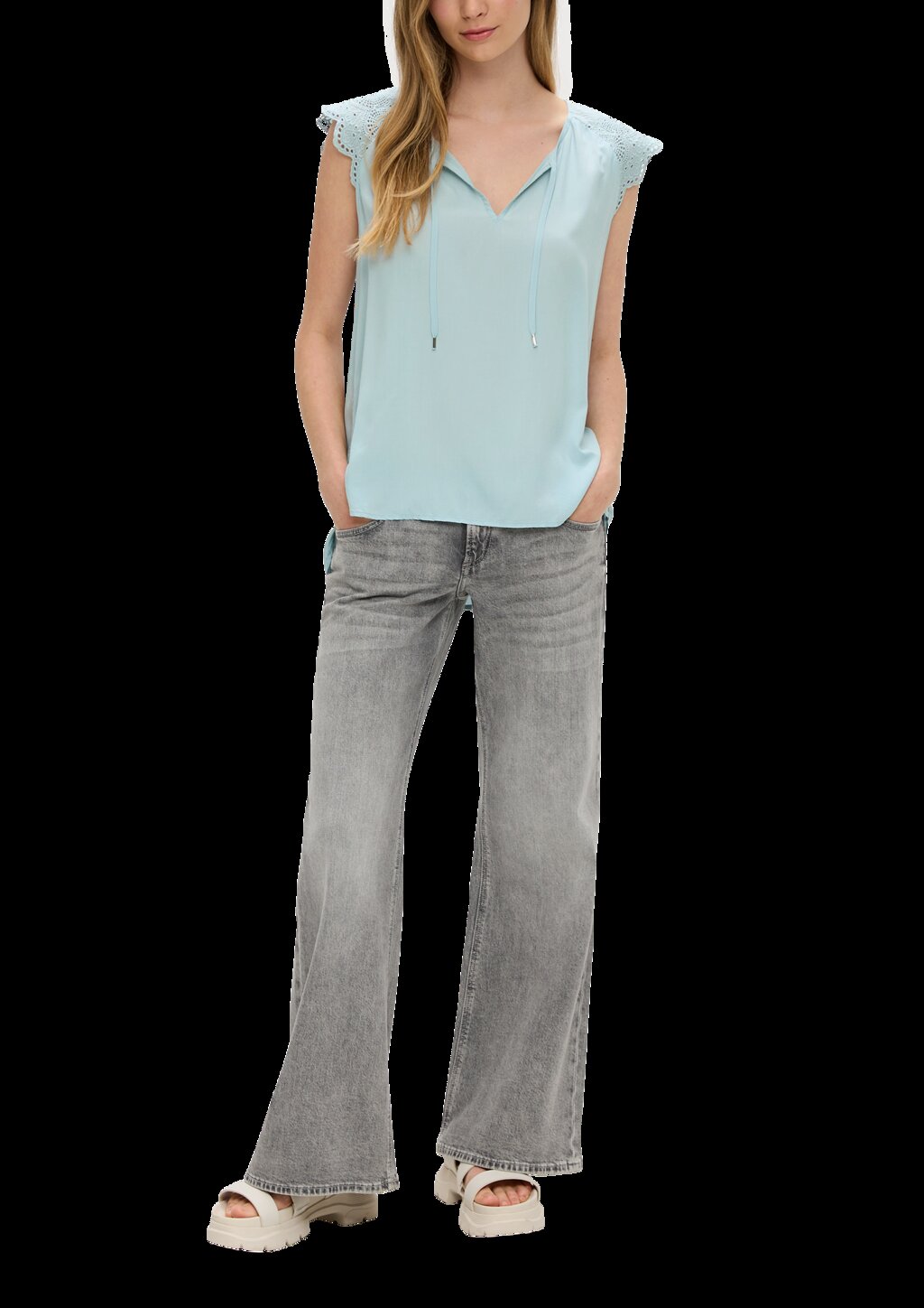 Blusentop mit Broderie Anglaise