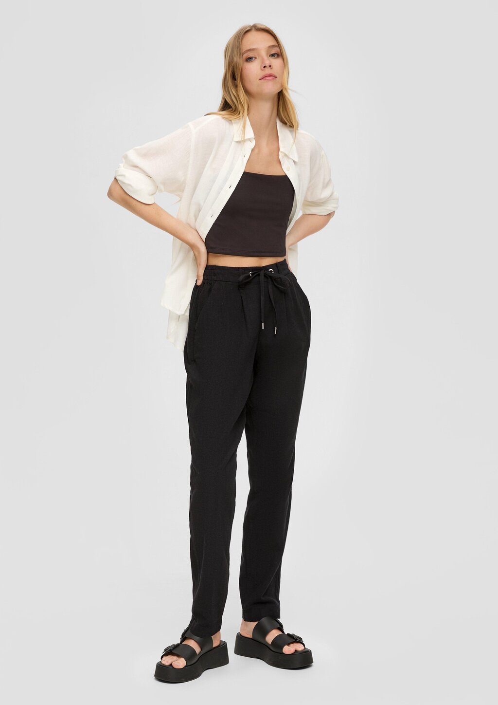 Regular: Hose aus Leinenmix