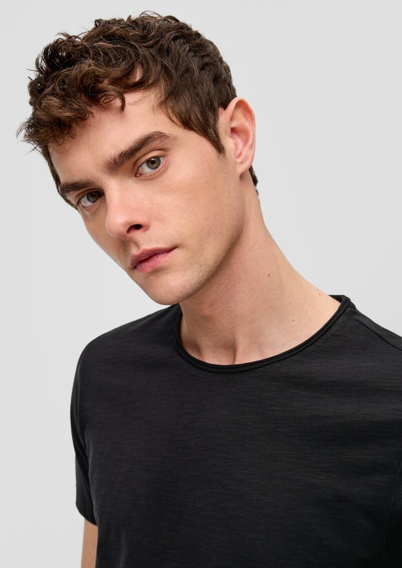 Baumwollshirt mit Rollkante