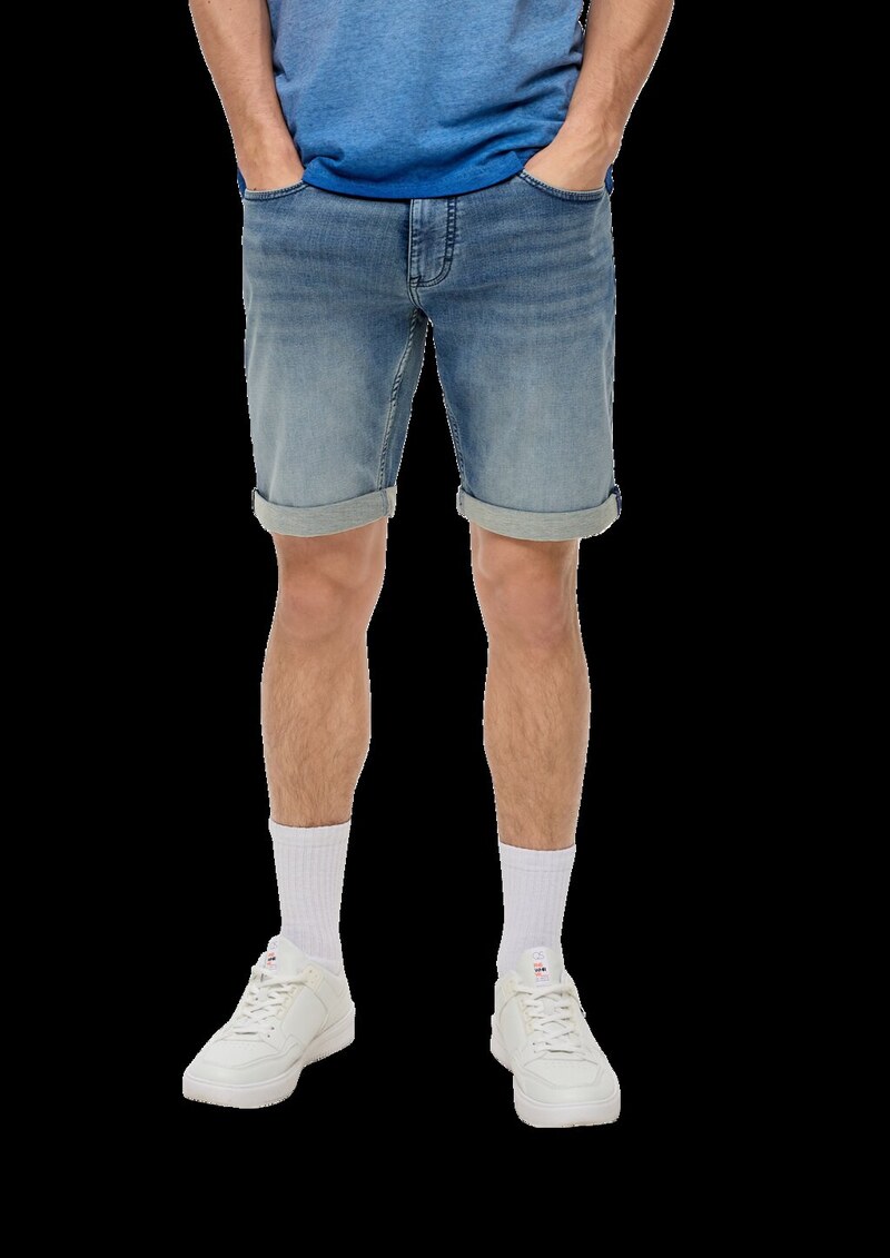 Denim-Shorts mit fixiertem Umschlag