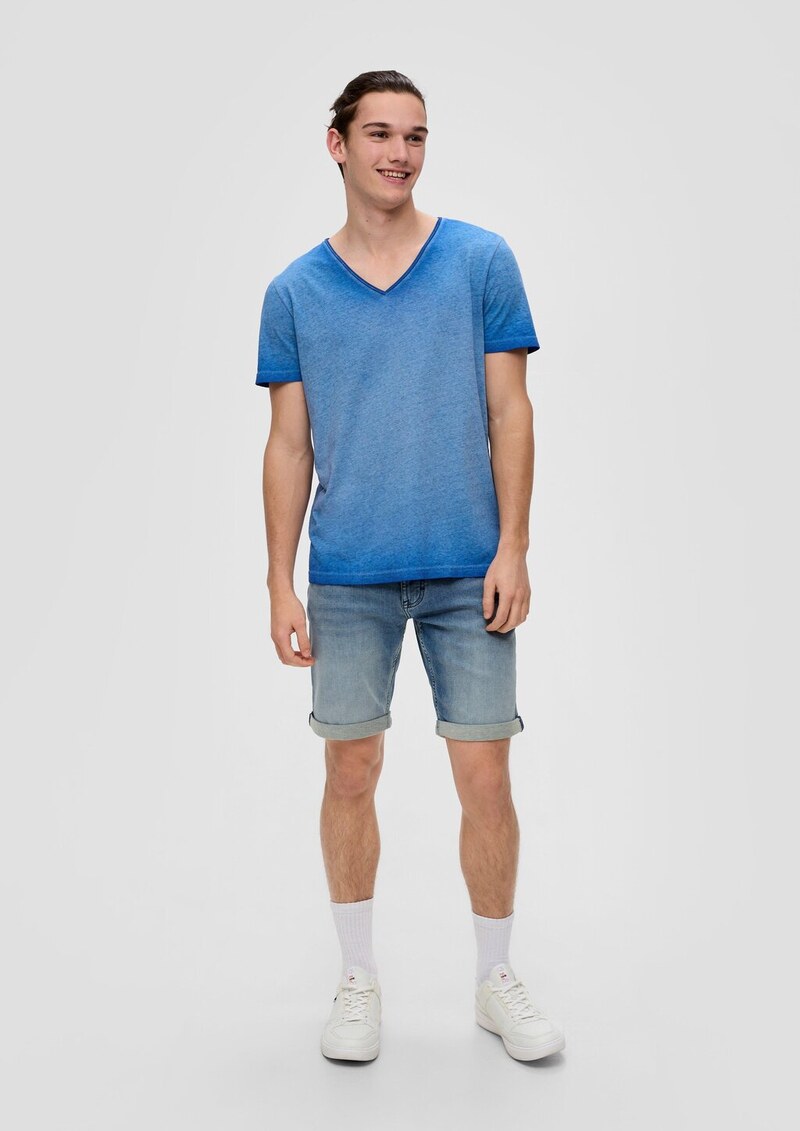 Denim-Shorts mit fixiertem Umschlag