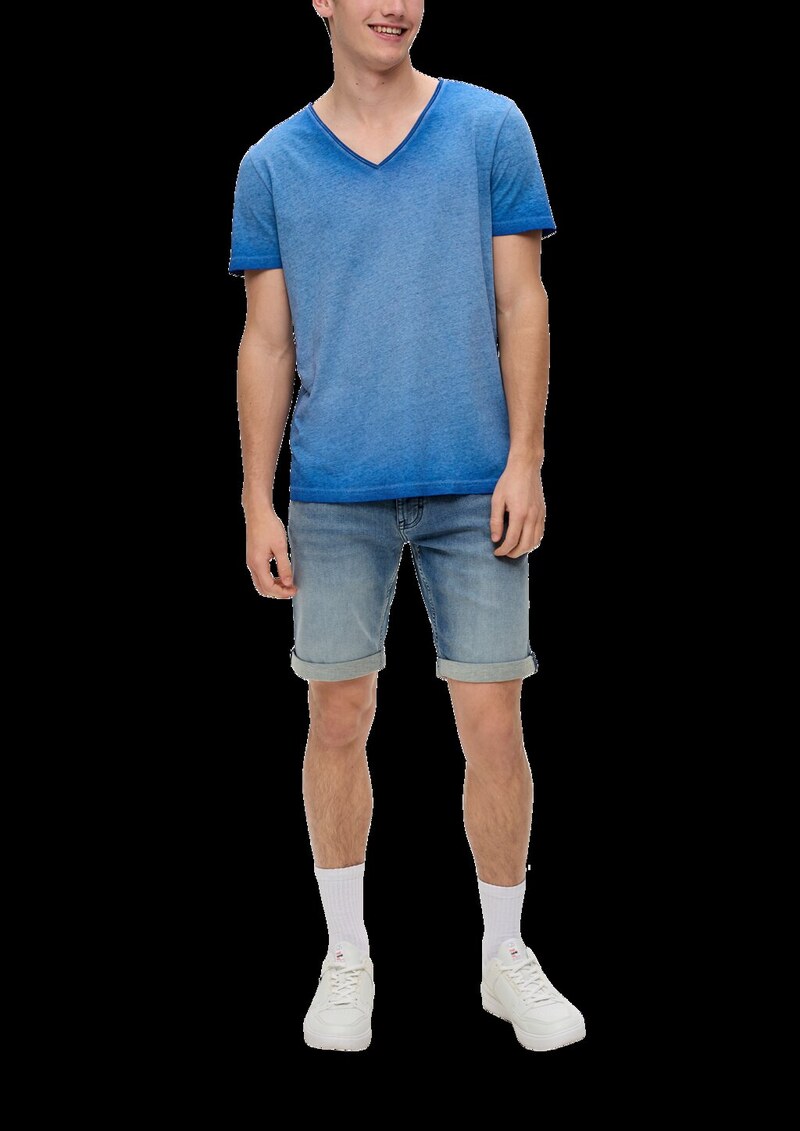 Denim-Shorts mit fixiertem Umschlag