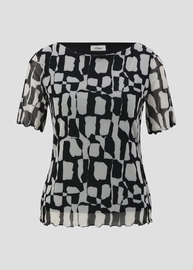 T-Shirt mit Mesh-Overlay