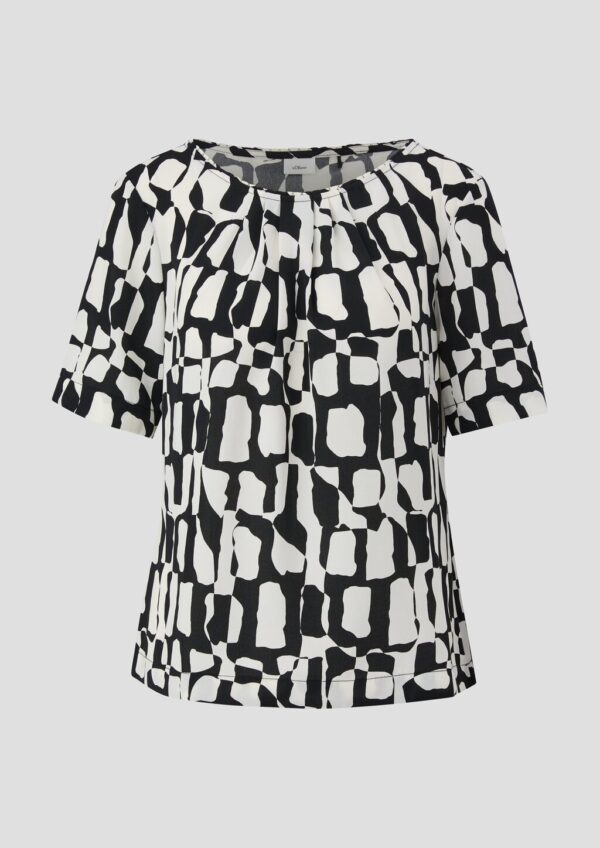 Gemusterte Bluse mit Falten-Details