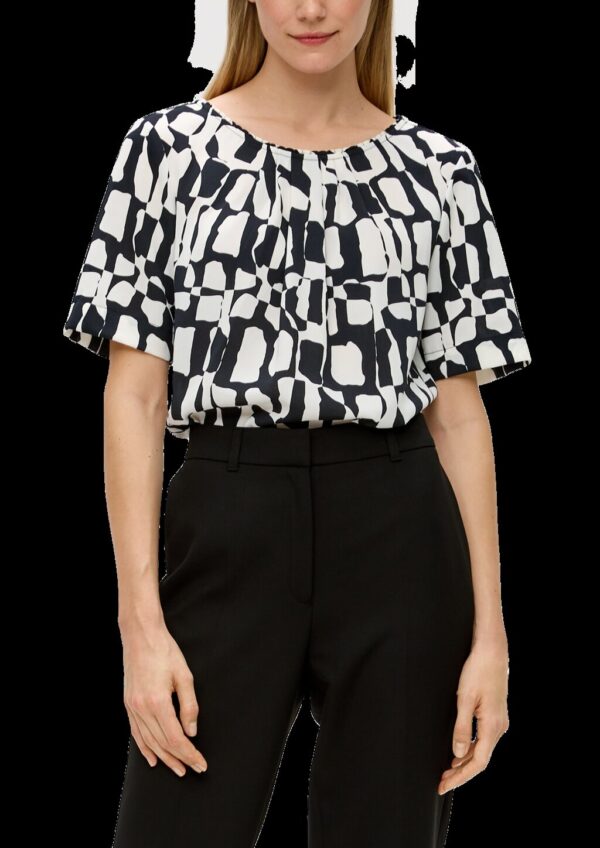 Gemusterte Bluse mit Falten-Details