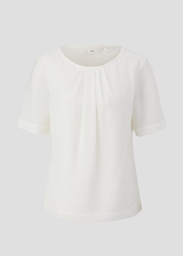 Kurzarmbluse mit Rundhalsausschnitt