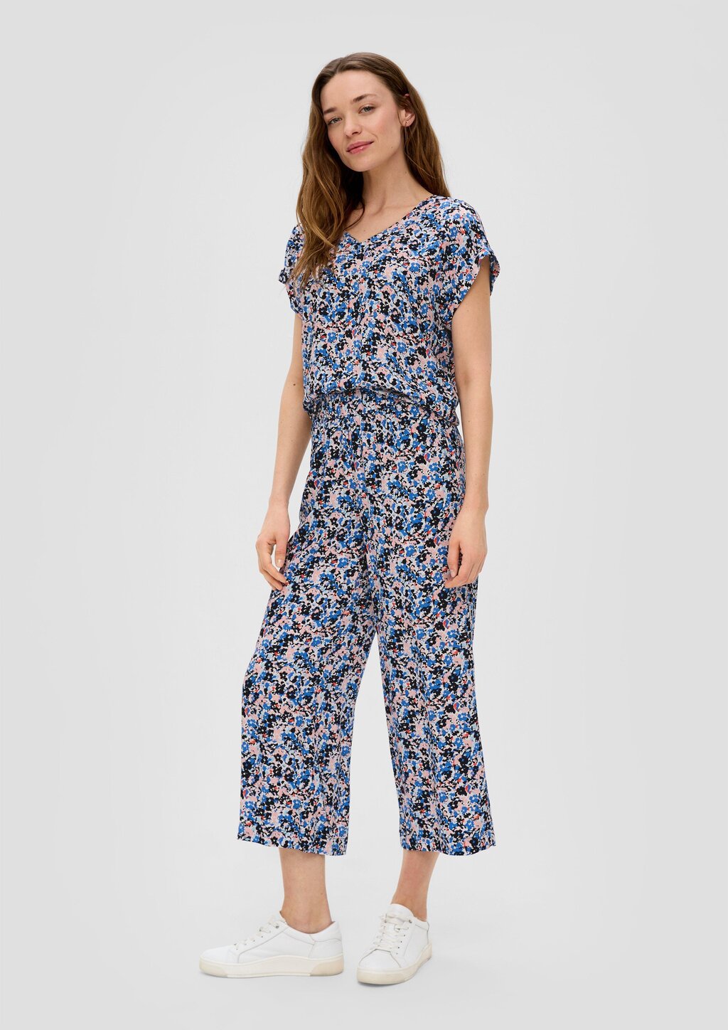 Gemusterte Wide Leg-Hose aus reiner Viskose