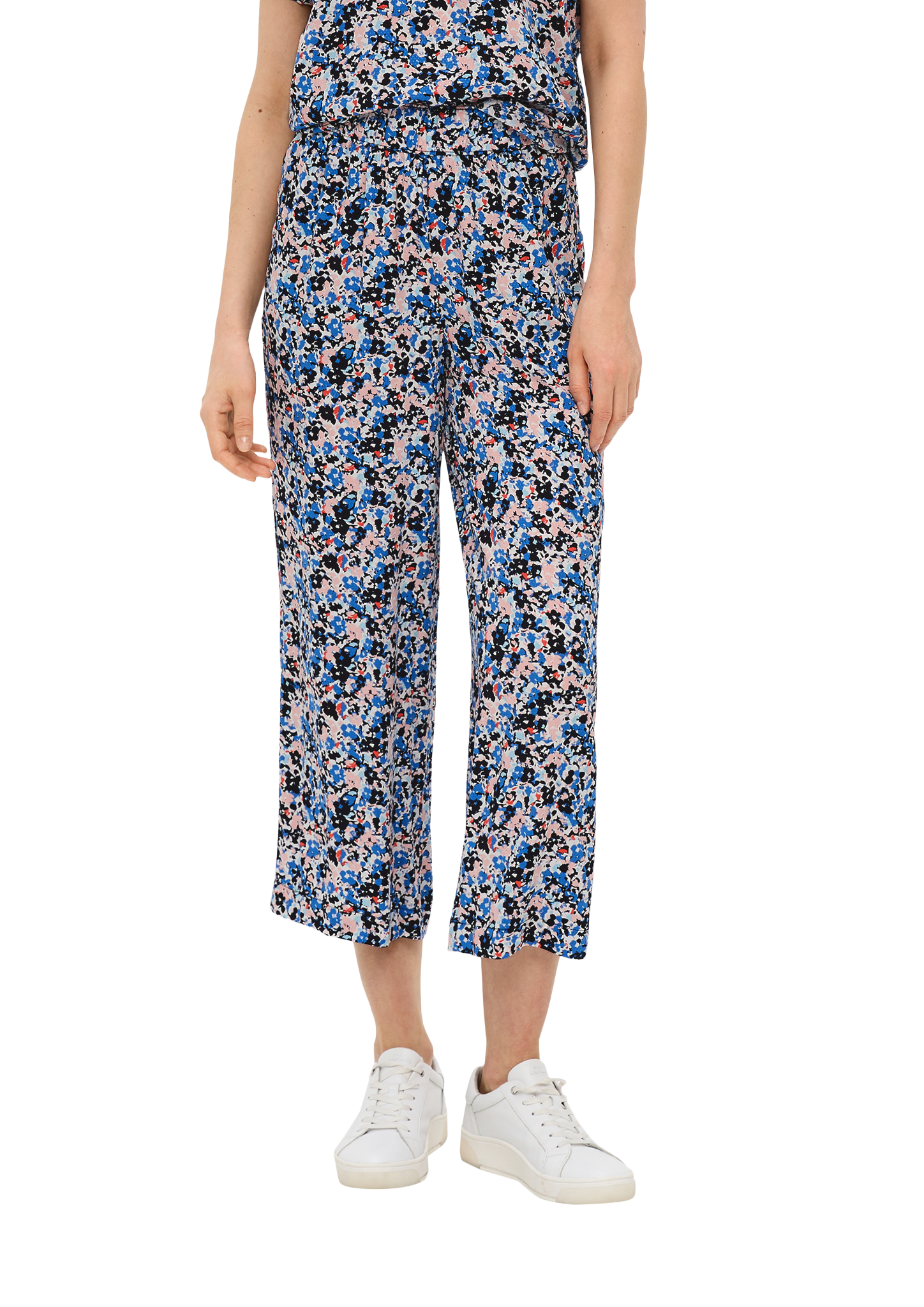 Gemusterte Wide Leg-Hose aus reiner Viskose