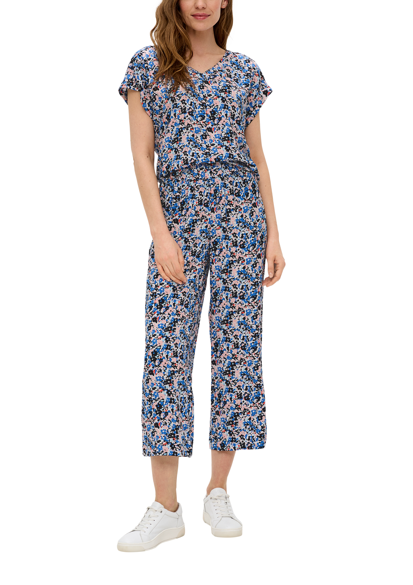 Gemusterte Wide Leg-Hose aus reiner Viskose