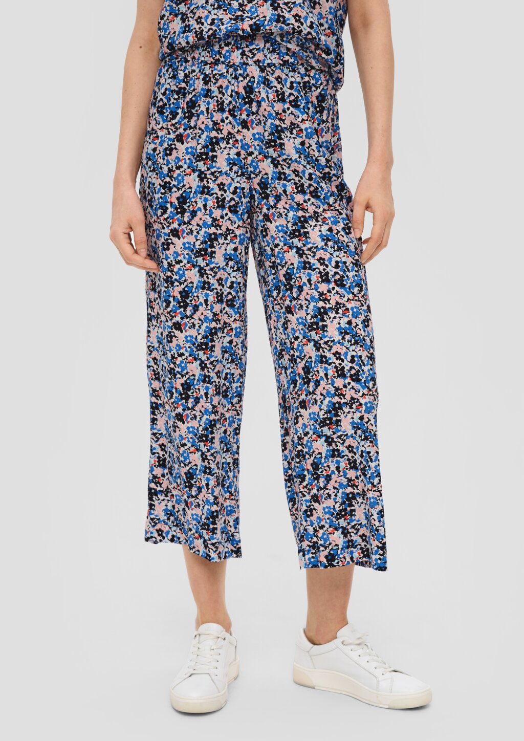 Gemusterte Wide Leg-Hose aus reiner Viskose