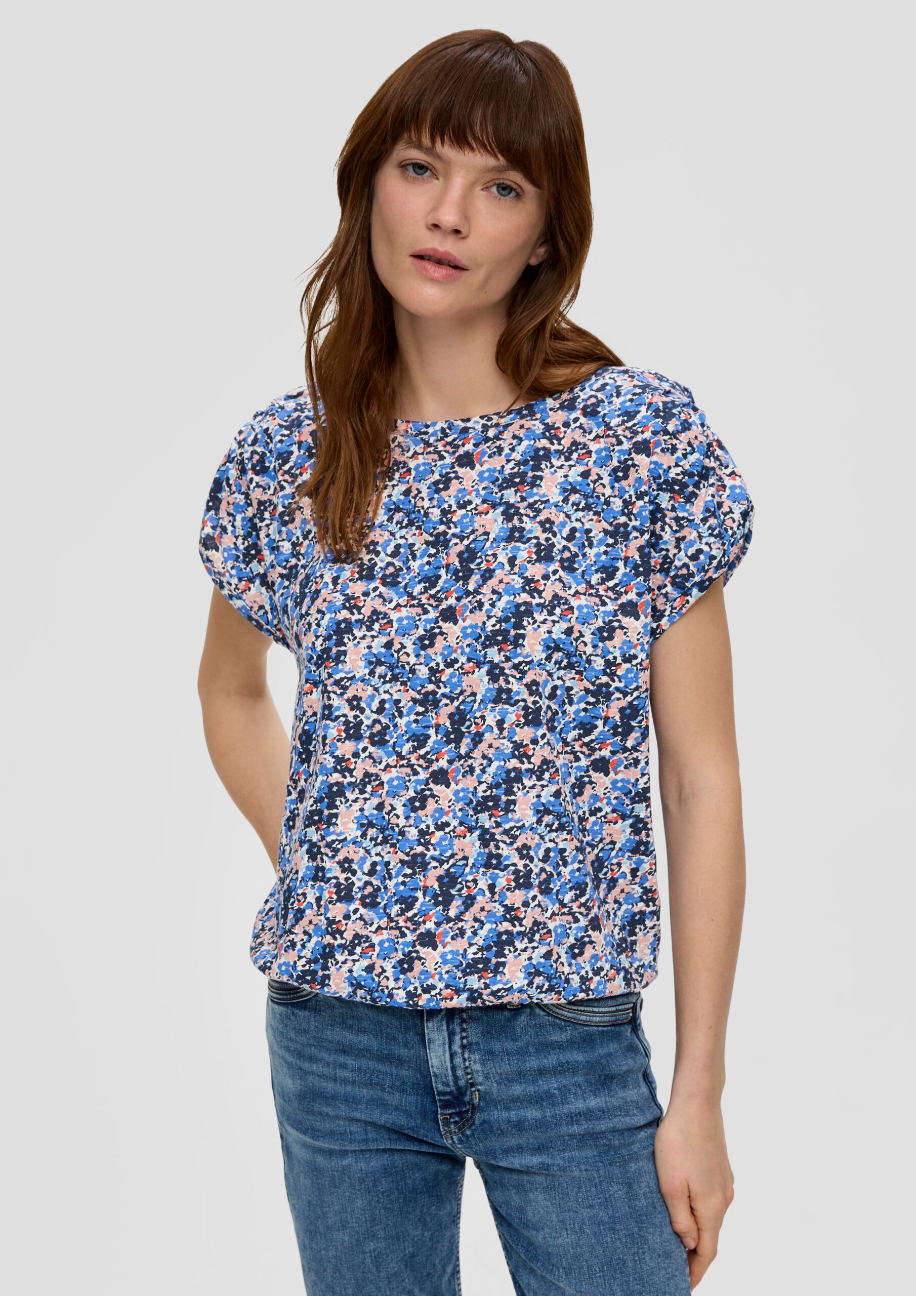 T-Shirt mit gerafften Ärmeln