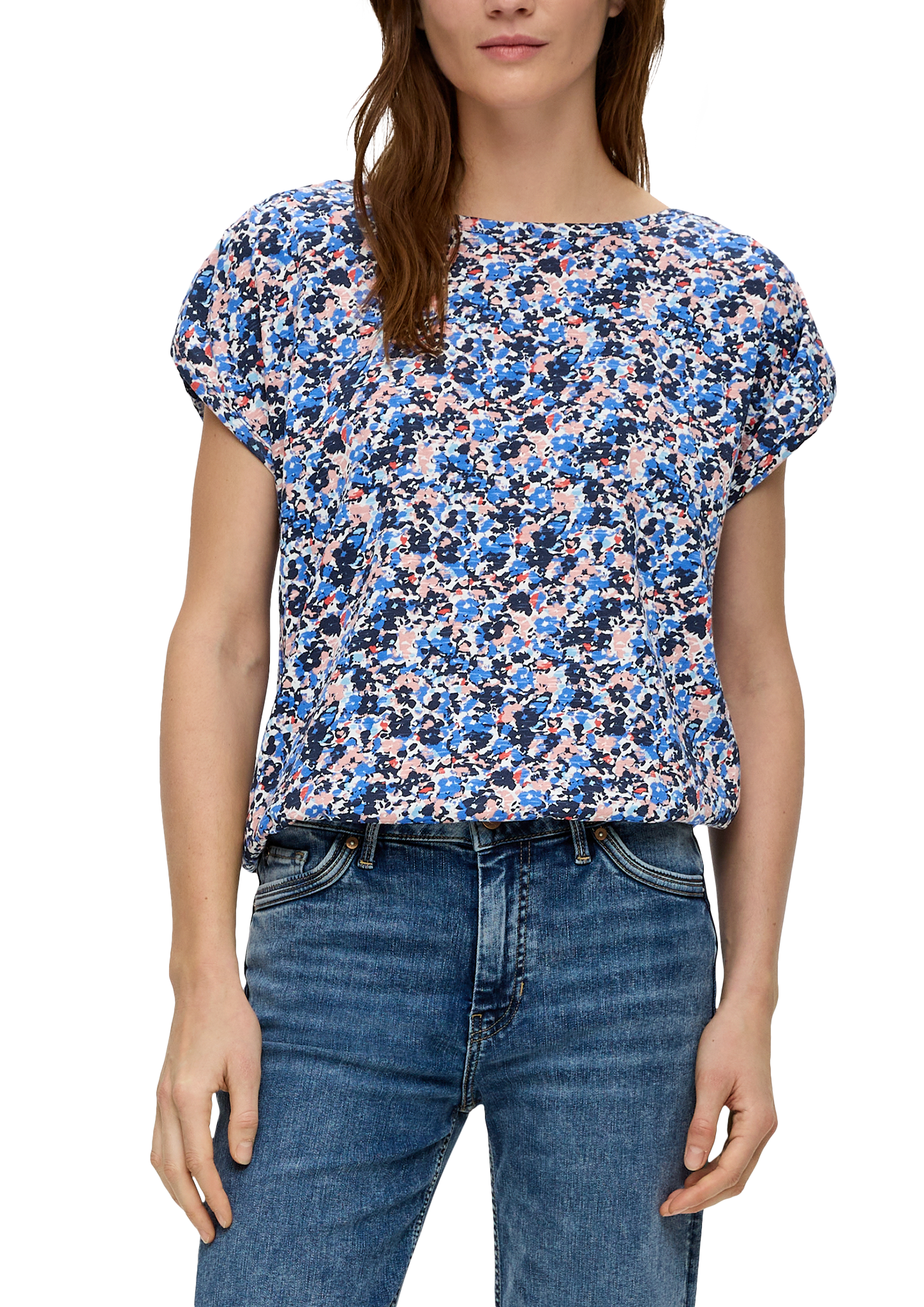 T-Shirt mit gerafften Ärmeln