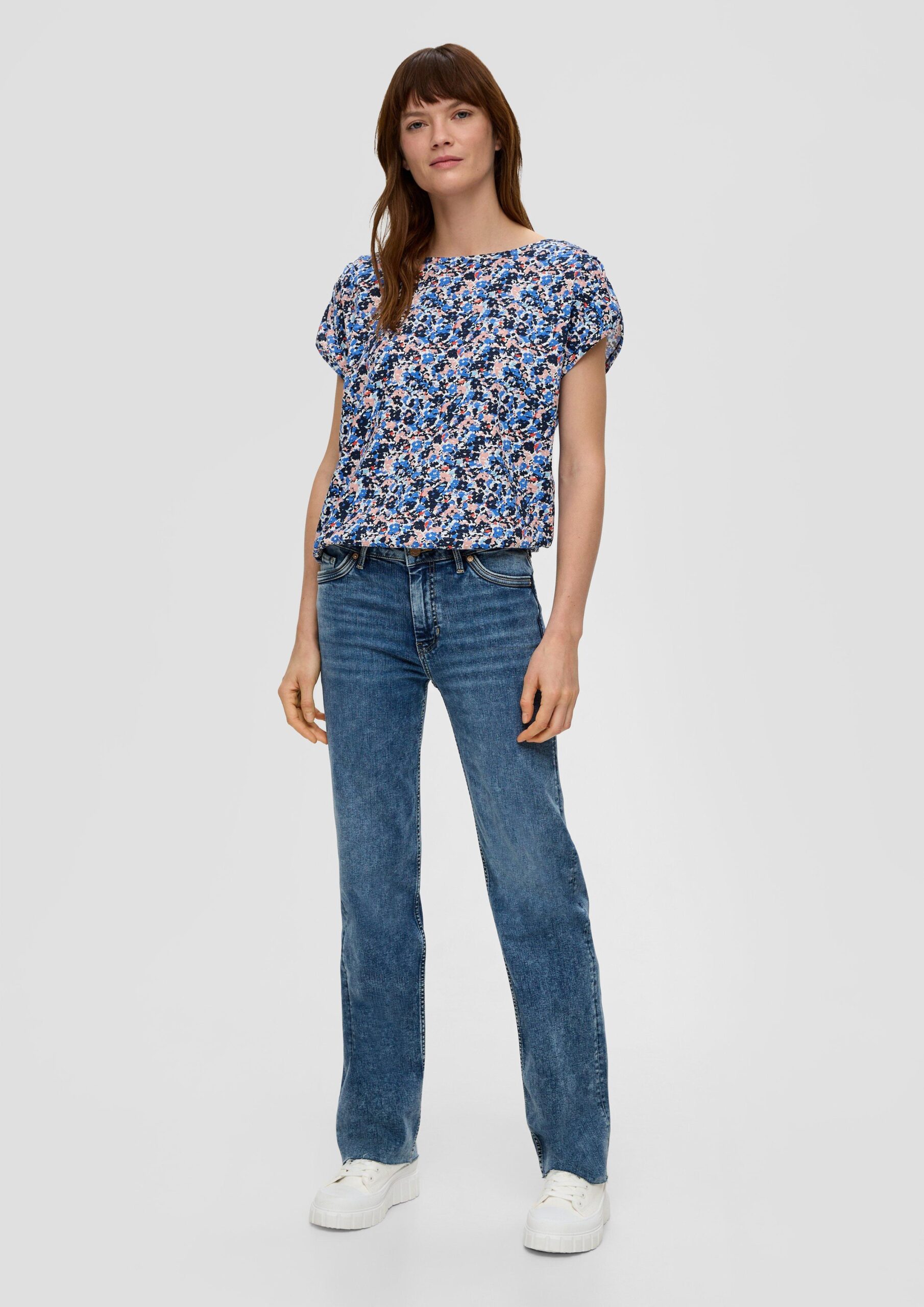 T-Shirt mit gerafften Ärmeln