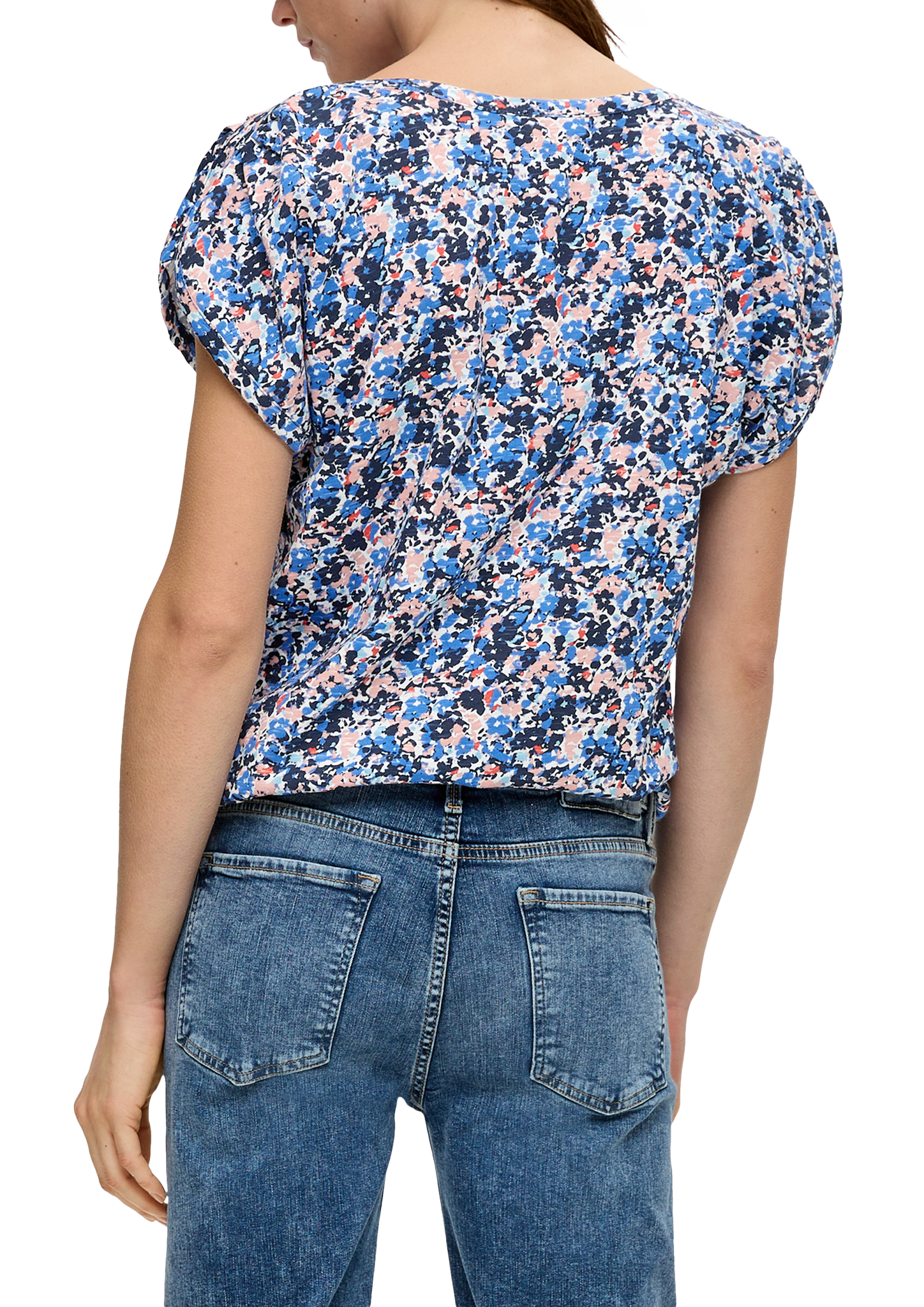 T-Shirt mit gerafften Ärmeln