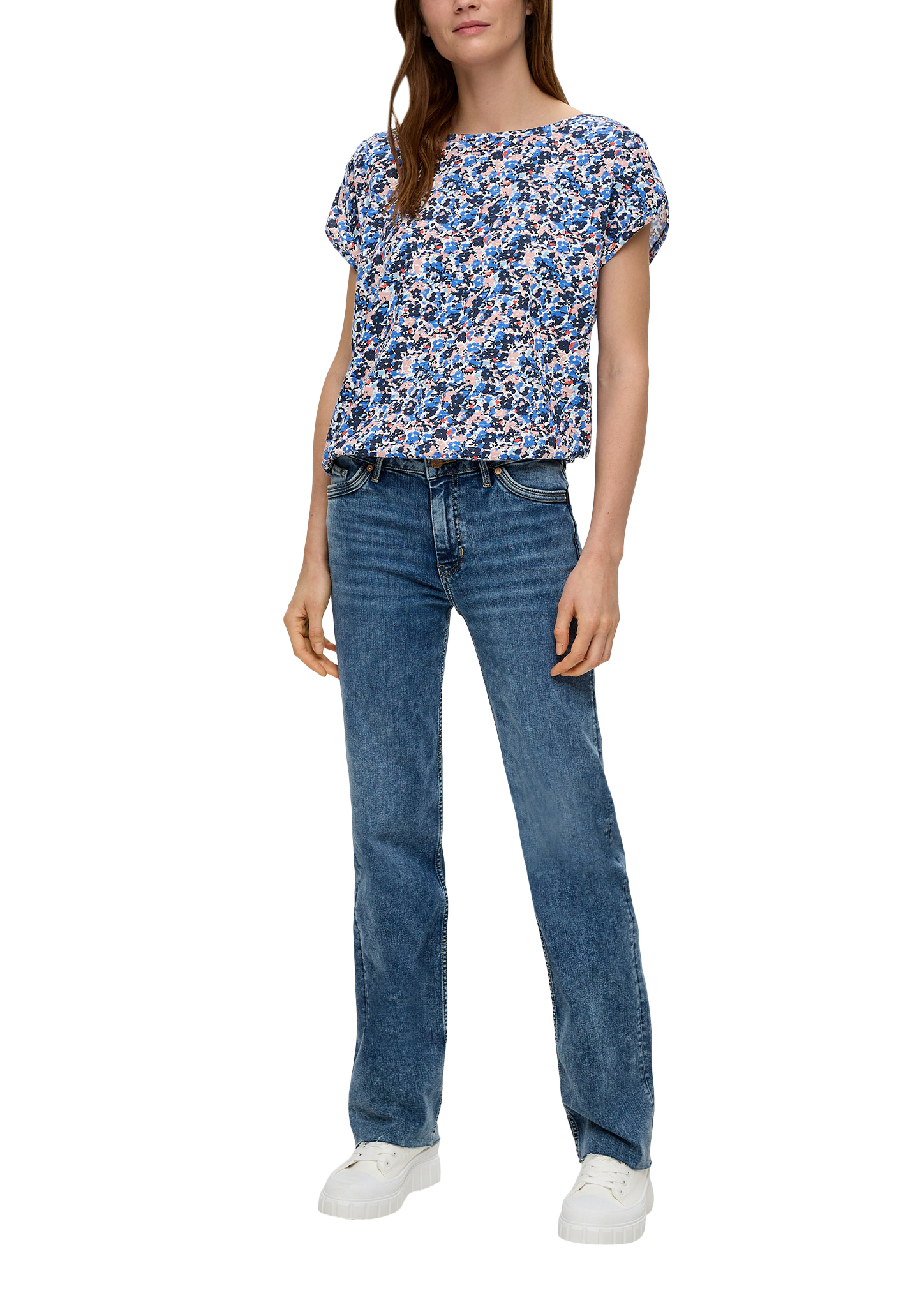 T-Shirt mit gerafften Ärmeln