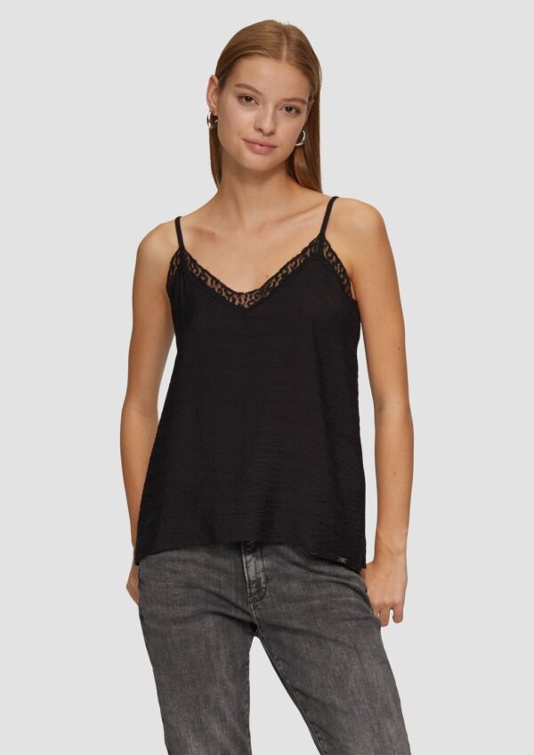 Blusentop aus Viskosemix mit Spitzen-Detail