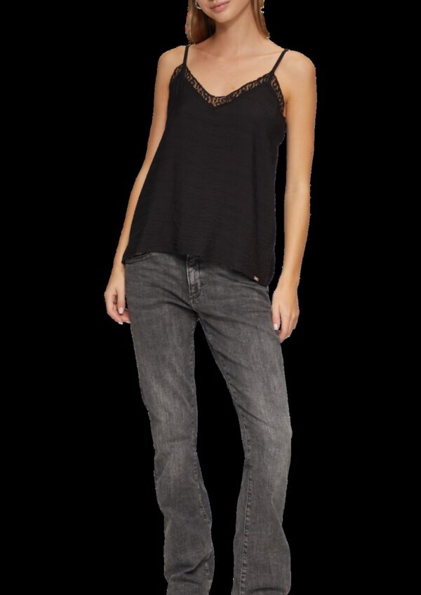 Blusentop aus Viskosemix mit Spitzen-Detail