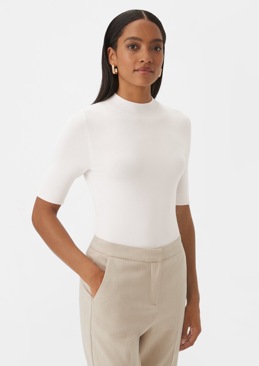 Feinstrickpullover mit Stehkragen