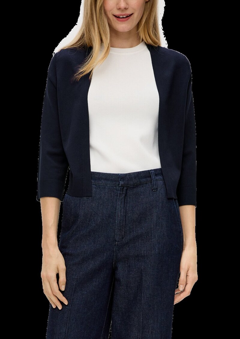 Kurze Strickjacke mit 3/4-Ärmel