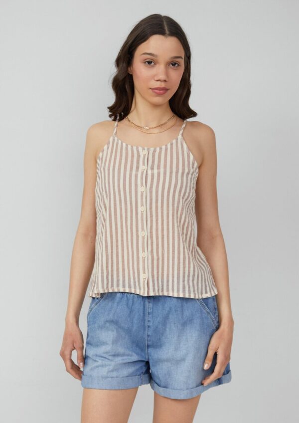 Baumwoll-Blusentop mit Knopfleiste