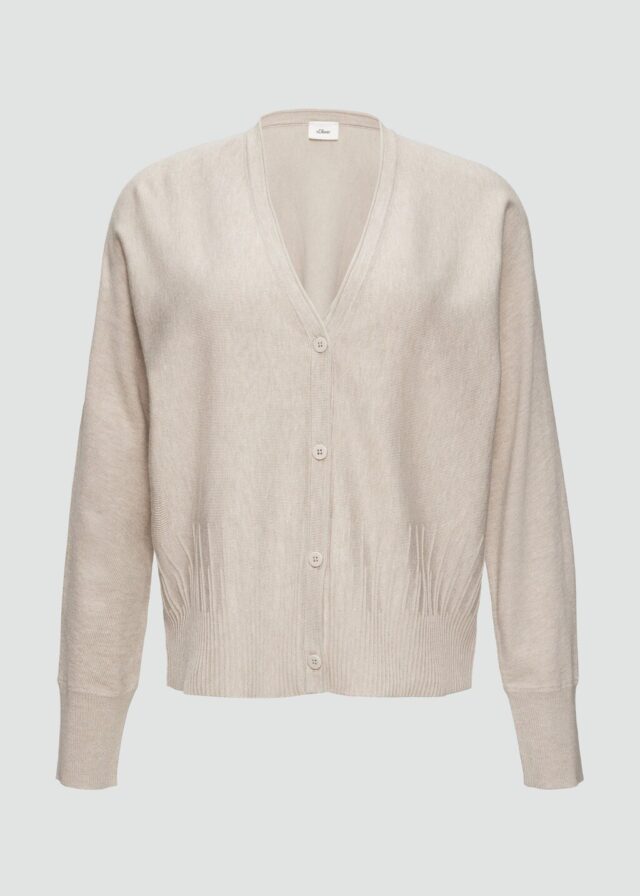 Strickjacke mit Strukturmuster am Saum