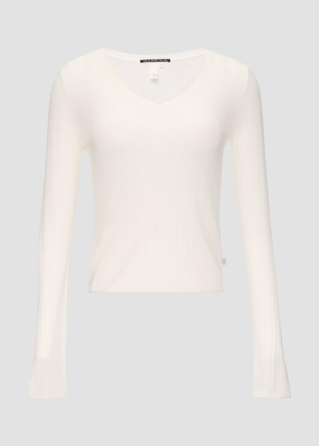 Gerippter Feinstrickpullover aus Viskosemix