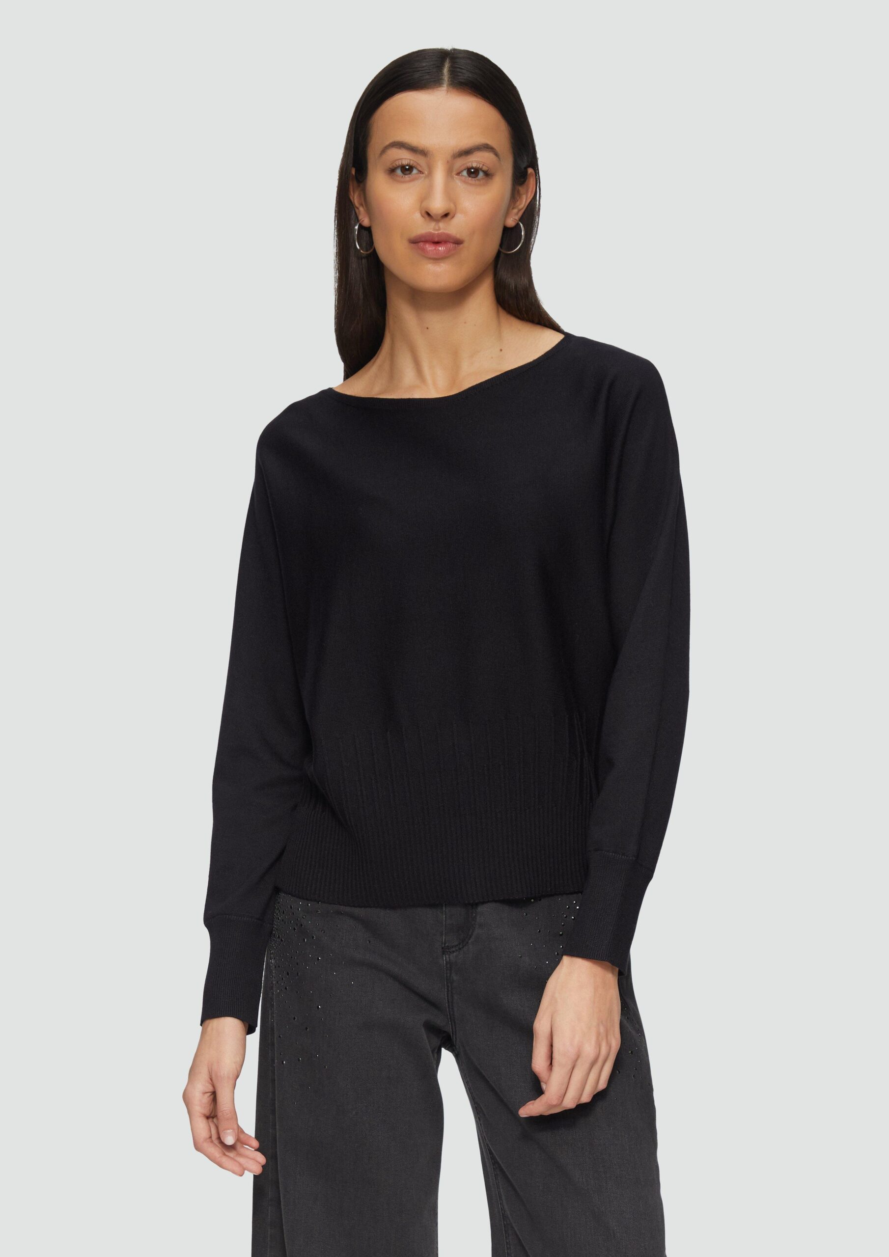 Strickpullover mit Strukturmuster am Saum