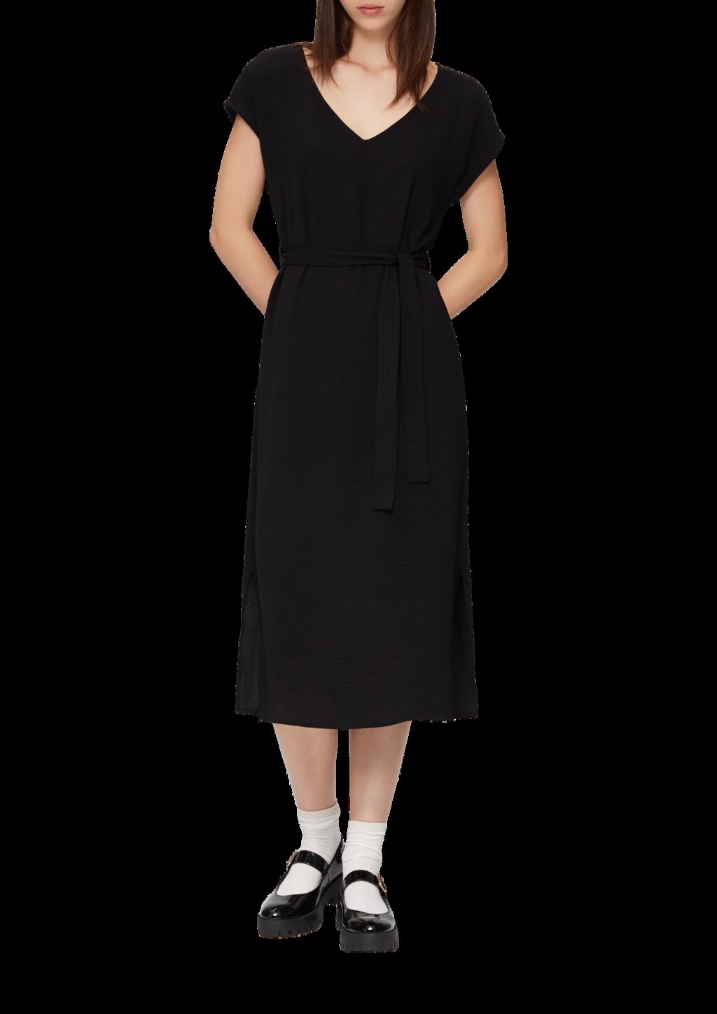 Midikleid mit V-Ausschnitt im Relaxed Fit