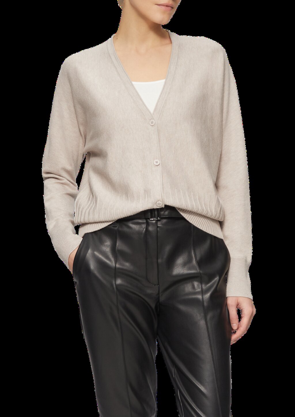 Strickjacke mit Strukturmuster am Saum