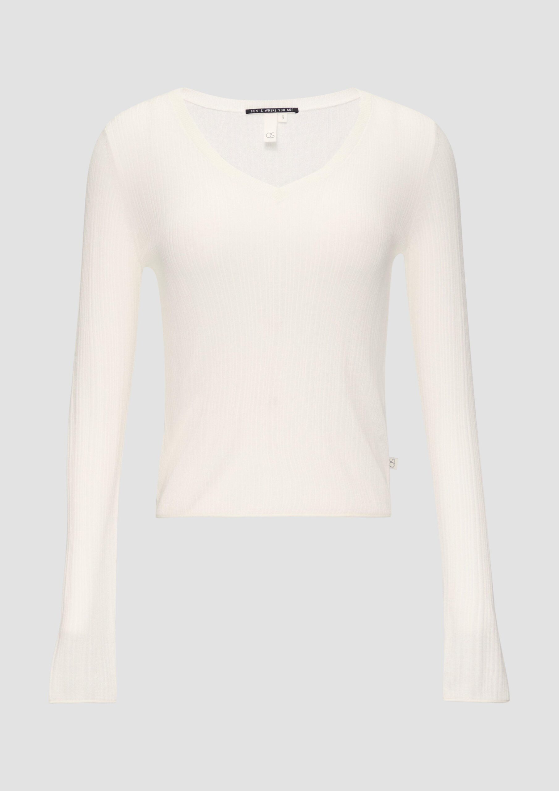 Gerippter Feinstrickpullover aus Viskosemix