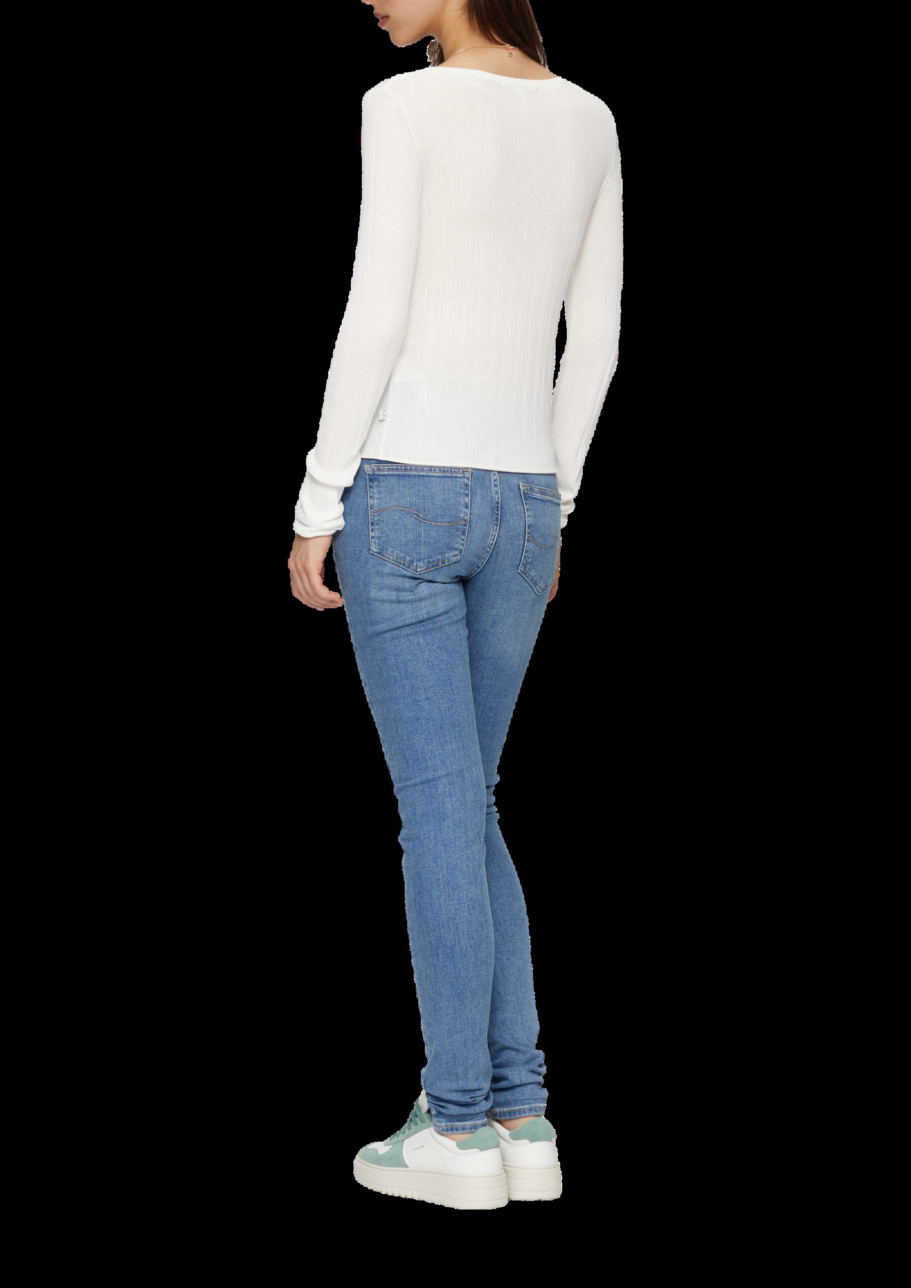 Gerippter Feinstrickpullover aus Viskosemix