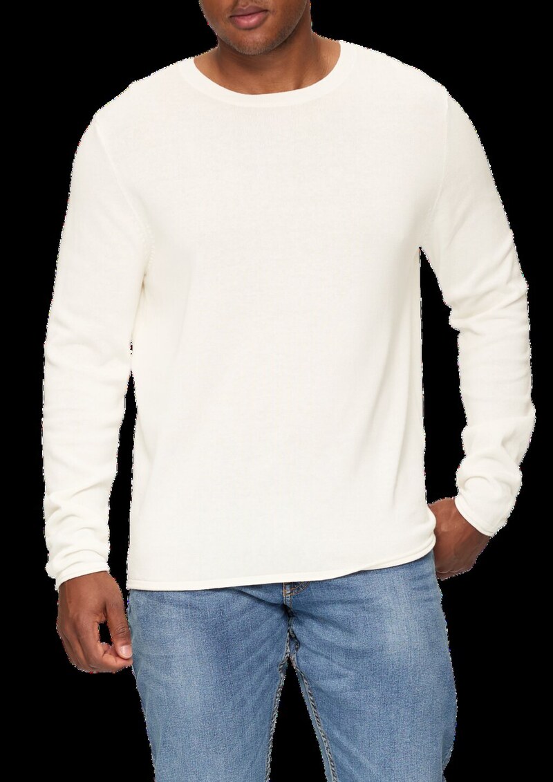 Strickpullover mit Rollsaum und Wascheffekt