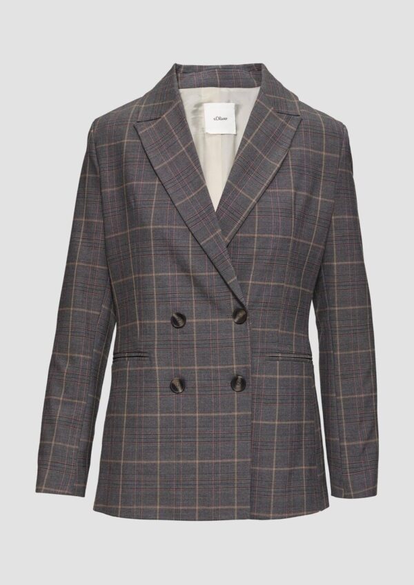 Doppelreihiger Karo-Blazer im Slim Fit