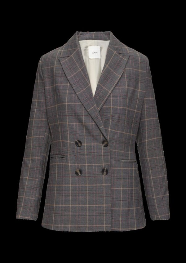 Doppelreihiger Karo-Blazer im Slim Fit