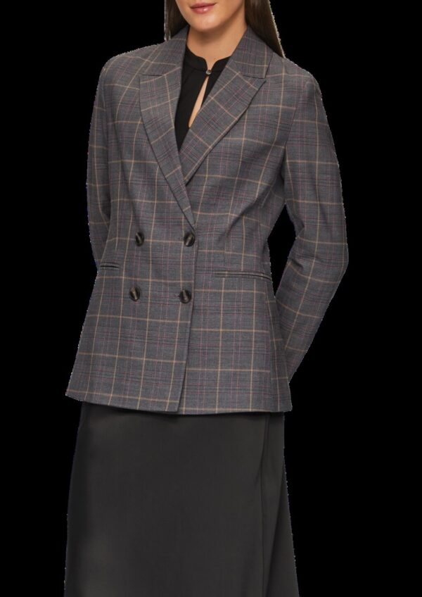 Doppelreihiger Karo-Blazer im Slim Fit