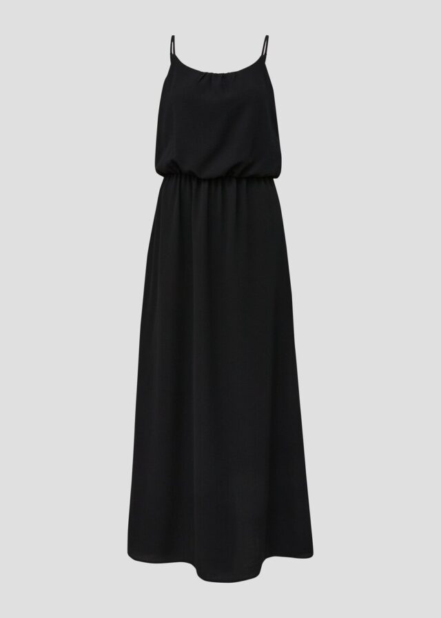 Maxikleid mit Raffung und verstellbaren Trägern